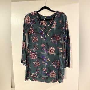 Free People Floral Tunic 3/4” Bell Sleeves